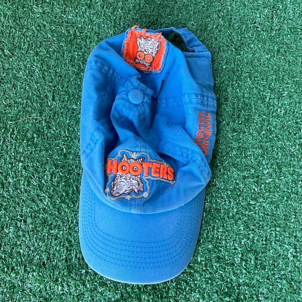 Hooters Bright Blue Cap with Orange Logo Patch - Picture 2 of 7